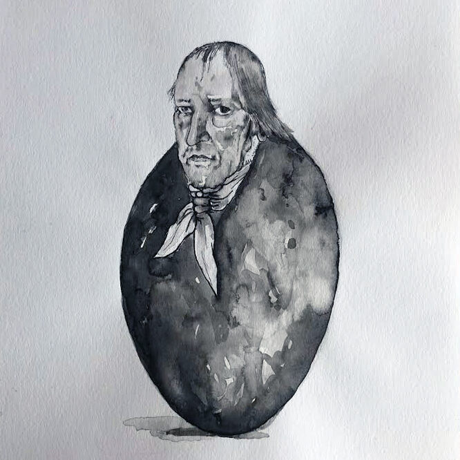 Eveline van Duyl, Hegel, 2025, Tusche auf Papier